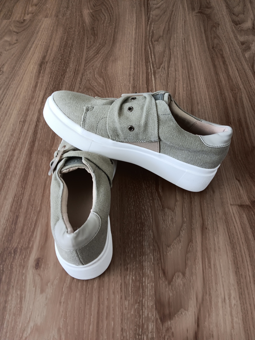 Yellow Box Women's Taupe Canvas Slip-On Sneakers with Buckle - Picture 3 of 7